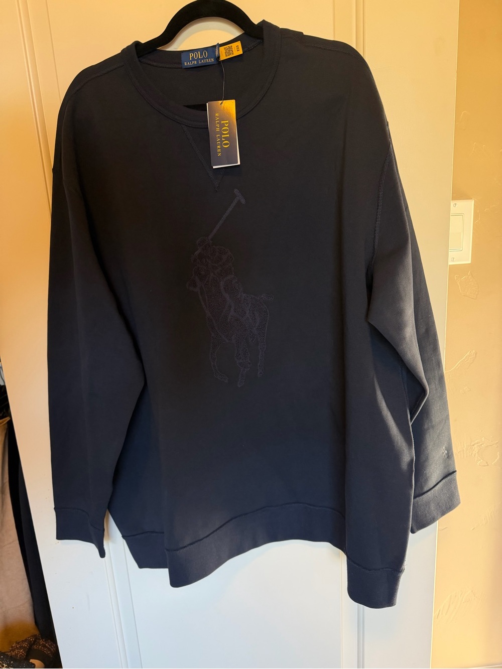 NWT Polo Ralph Lauren Big Pony Double-Knit Crewneck Sweatshirt 3XB Navy - Picture 2 of 9